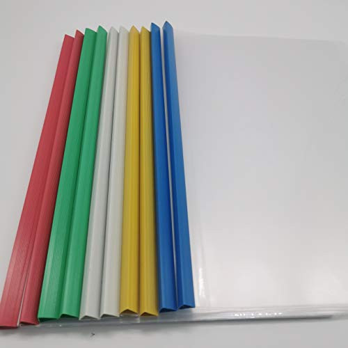 Baby bells Pack of 10 Transparent File Folder Sliding Bar Report Covers for A4 Report Display Cover Organizer Binder,Assorted Color