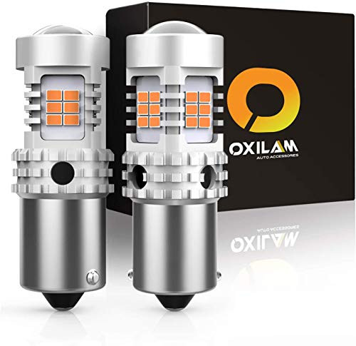 OXILAM 7507 PY21W BAU15S LED Bulbs Amber Yellow 2800LM for Turn Signal Lights with Build-in Load Resistor CANBUS Error Free 2641A 12496 7507AST Bulb Replacement (2PCS)