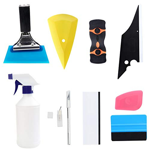 ESUMIC 9PCS Car Window Tint Application Tools Vehicle Glass Protective Film Installing Tool Car Window Film Squeegee Automotive Film Scrapers Window Tint Tools