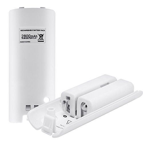 Rechargeable Batteries for Nintendo WII Remote, Lavuky WD04 Twin 2800mAh Rechargeable Batteries Pack for WII Remote-White