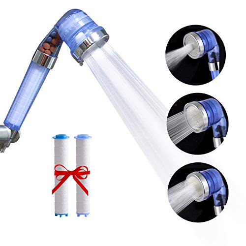 Xcellent Global Ionic Showerhead High Pressure Handheld Shower Head with 3 Pack PP Cotton Ionic Filtration Replacement HG433