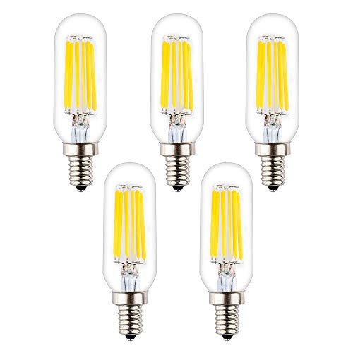 OPALRAY T8(T25) LED Small Tubular Bulb, Dimmable 6W, Natural White 4000K Daylight, 60W Incandescent Equivalent, LED Filament Lamp, E12 Candelabra Bulb Base, Clear Glass Tube Tip, 5-Pack