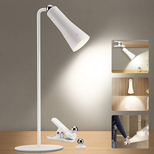 Led Desk Lamp, OOWOLF Dimmable LED Table Lamp Reading Light USB Rechargeable Light Emergency Light, 3 Magnetic Bases with 3 Brightness Levels Eye Protection 360 ° Flexible for Study, Reading, Work