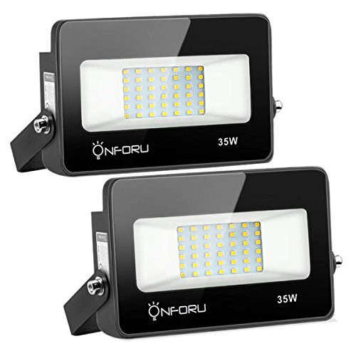 Onforu 2 Pack 35W LED Flood Light, IP65 Waterproof, 3000lm 5000K Daylight White, Super Bright Security Lights, Outdoor Landscape Floodlight for Yard, Garden, Garages, Rooftop, Party Onforu 2 Pack 35W LED Flood Light, IP65 Waterproof, 3000lm 5000K Daylight White, Super Bright Security Lights, Outdoor Landscape Floodlight for Yard, Garden, Garages, Rooftop, Party