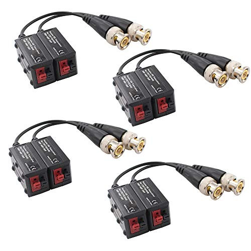 BNC Passive Video Balun Transceiver 4 Pairs up to 5mp HD-CVI/TVI/AHD Joint Twisted Pair for CCTV Suverlliance System