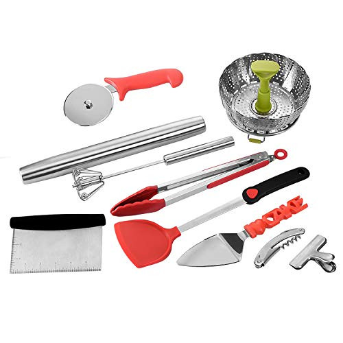 Kitchen Stainless Steel Cooking Utensil Set, Kitchen Gadgets Cookware Set, Kitchen Utensils with Spatula, 10-Piece Coo