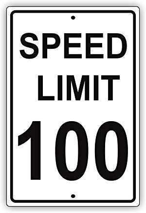 Metal Tin Sign Speed Limit 100 Mph Miles Per Hour Black Letters Zone Slow Down Speeding Alert Attention Caution 8''x12'' Decor Aluminum Sign Wall Sign