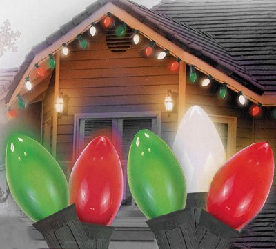 Northlight Set fo 25 Opaque Red, Clear White and Green C7 Christmas Lights - 24 ft Green Wire