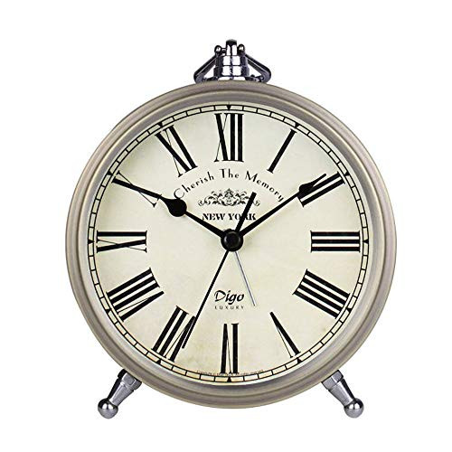 Maxspace Golden Desk Clock, Retro Vintage Non-Ticking Battery Operated Small Alarm Clock, Quartz Movement HD Glass Metal Silent Table Clock for Bedroom Living Room Indoor Decoration Kids (Roman) Maxspace Golden Desk Clock, Retro Vintage Non-Ticking Battery Operated Small Alarm Clock, Quartz Movement HD Glass Metal Silent Table Clock for Bedroom Living Room Indoor Decoration Kids (Roman)
