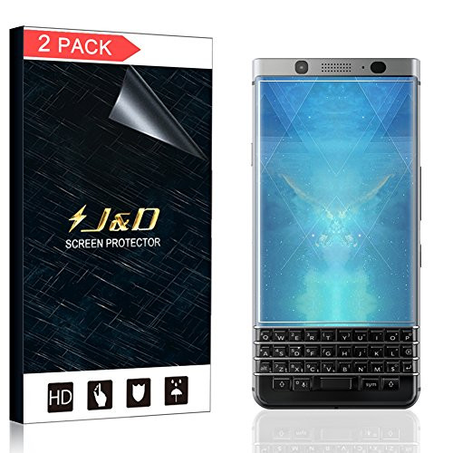 J&D Compatible for 2-Pack BlackBerry KEYone Screen Protector (Not Glass), [No Lifted Edges] [Bubble Free] [Not Full Coverage] Wet Applied Clear Screen Protector for BlackBerry KEYone Screen Protector