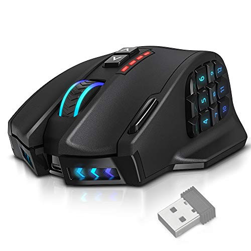 UtechSmart Venus Pro RGB Wireless MMO Gaming Mouse, 16,000 DPI Optical Sensor, 2.4 GHz Transmission Technology, Ergonomic Design, 16M Chroma RGB Lighting, 16 programmable Buttons, Up to 70 Hours UtechSmart Venus Pro RGB Wireless MMO Gaming Mouse, 16,000 DPI Optical Sensor, 2.4 GHz Transmission Technology, Ergonomic Design, 16M Chroma RGB Lighting, 16 programmable Buttons, Up to 70 Hours