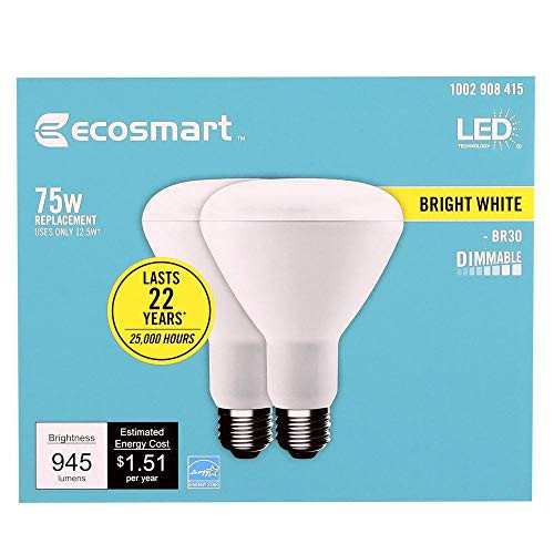 EcoSmart 75-Watt Equivalent BR30 Dimmable LED Light Bulb Bright White (4-Pack)