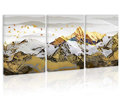 Golden Snow Mountain Wall Art Decor Landscape Canvas Painting Kitchen Prints Pictures for Home Living Dining Room