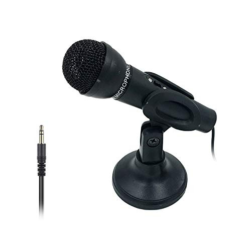 ESTIQ Computer Microphone, 3.5MM Plug and Play Omnidirectional Mic with Desktop Stand,Handheld/Desktop Dual-use Microphone Condenser Microphone for Computer, Smartphone, iPad, Karaoke, Games
