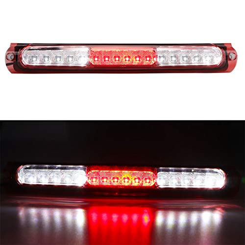 LED Third 3rd Brake Cargo Light Assembly, Rear Roof Center High Mount Stop Tail Light Replacement for 1997-2003 Ford F-150 (Chrome Housing Red Lens)