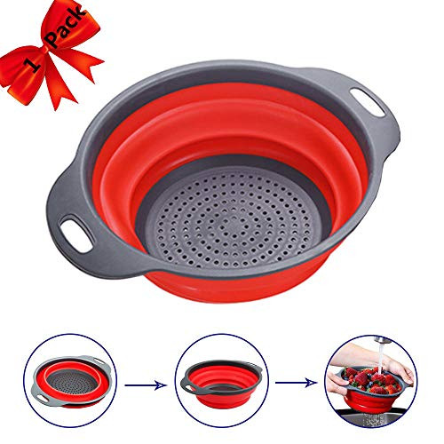 Colander with Handles, Collapsible Strainers and Colanders for Vegetables, Fruits, Pasta Draining 4 Quart Foldable & Space Saving Strainer