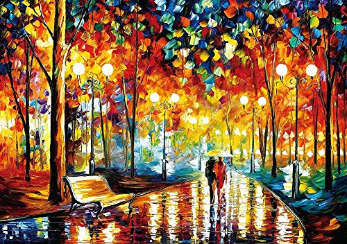 Jigsaw Puzzles Paper Puzzles 1000 Pieces for Adults, Scenery Landscape Jigsaw Puzzles, DIY Toys for Creative Gift Home Decor (Rainy Night Walk)