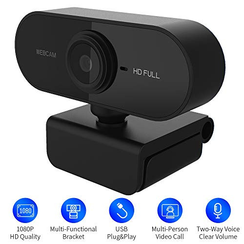 PC Webcam 1080P Full HD Webcam USB Desktop & Laptop Webcam Live Streaming Webcam with Microphone Widescreen HD Video Webcam 90-Degree Extended View for Video Calling (HD Webcam) Black