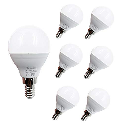 LED G14 Small Base Light Bulb E12 5W Soft White 2700K Not Dimmable LED Energy Saving Light Bulbs 40 Watt Equivalent Candelabra Bulb for Home Ceiling Fan 6 Pack(Soft White-3000K)