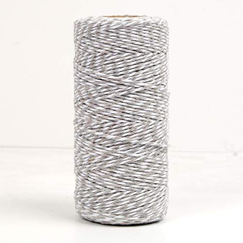 300 Feet Yellow and White Baker's Cotton Twine Durable Packing String for Gardening Applications (Gray)