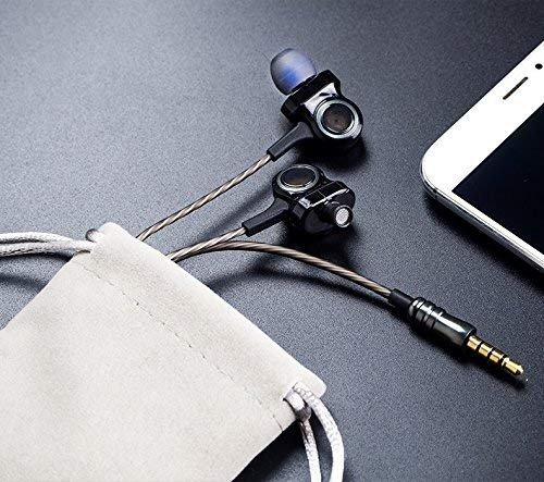 Sainyer Triple Driver in Ear Headphones with Microphone Volume Control Extra Bass Earbuds Stereo Headphones Noise Cancelling Earbuds for Apple and Android(Black)