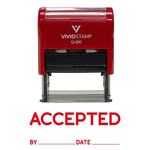 Accepted by Date Self Inking Rubber Stamp (Red Ink) - Medium