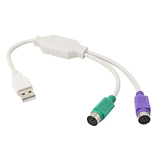 PS/2 to USB Cable LEIHONG USB to PS/2 Plug Active USB to Dual PS/2 Adapter Keyboard Mouse Converter Adapter for The Keyboard PS2 (White)