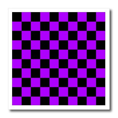 3dRose ht_20436_3 Purple and Black Checkered Print Iron on Heat Transfer for White Material, 10 by 10-Inch