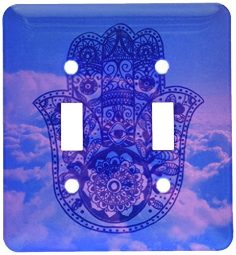 3dRose lsp_200824_2 Purple and Blue Cloud Hamsa Double Toggle Switch, Multicolor