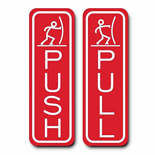 Classic Fun Push Pull Door Sign (Red) - Large