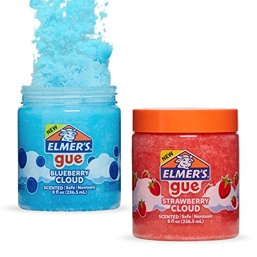 Elmer's GUE Pre-Made Slime, Blueberry Cloud Slime and Strawberry Cloud Slime, Scented, 2 Count