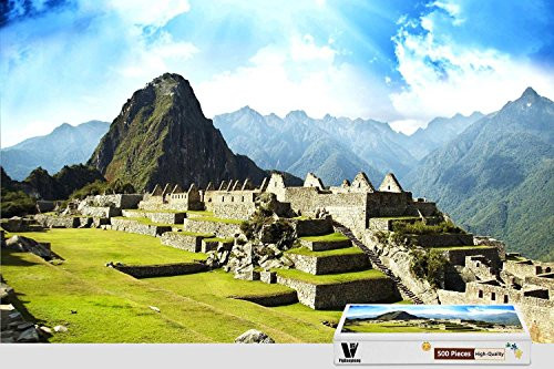 PigBangbang,20.6 X 15.1 Inch,Intellectiv Games Wooden Jigsaw Puzzle with Glue in Box Gift Wrapping- Machu Picchu Peru The Lost Inca City - 500 Piece Jigsaw Puzzle