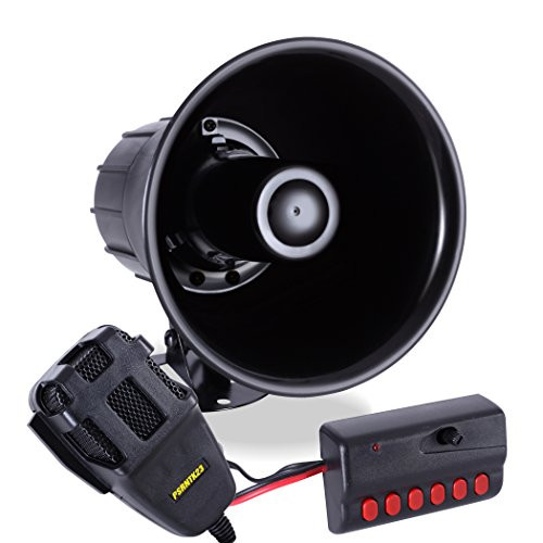 Pyle 6 Tone Sound Car Siren Vehicle Horn w/Mic PA Speaker System Emergency Sound Amplifier, 30W Emergency Sounds Electric Horn-Hooter, Ambulance, Siren, Traffic Sound, PA Microphone System PSRNTK23.