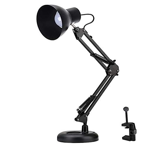 Shellkingdom Architect Task Lamp?Adjustable Swing Arm Desk Lamp with Clamp?Classic Desk Lamp for Home Office Reading (Black-USB)
