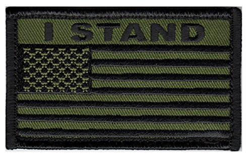 Eagle Crest I STAND American Flag 2" x 3" Hook & Loop 2 Piece Patch