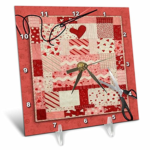 3dRose dc_18362_1 Quilting The Cake Desk Clock, 6 by 6-Inch
