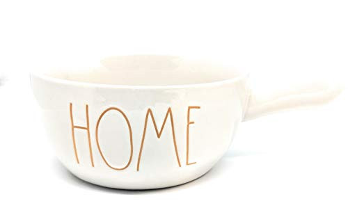 Rae Dunn By Magenta HOME Ceramic LL Handled Soup Bowl With Orange Large Letters LL