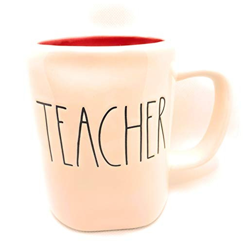 Rae Dunn Teacher with Red Interior Coffee Tea Mug Artisan Collection by Magenta LL