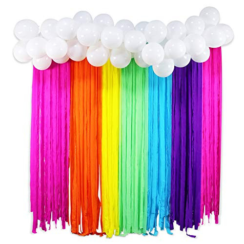 Rainbow Unicorn Party Backdrop with 50Pcs Balloons, Colorful Unicorn Themed Birthday Photo Backdrops Studio Props Booth Background Party Decoration for Birthday Wedding Baby Shower Photography