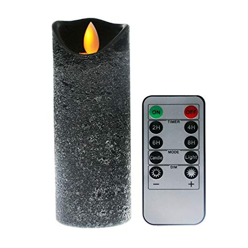 Kitch Aroma Black flameless Candles, Battery Operated LED Pillar Candles with Moving Flame Wick with Remote Timer,Pack of 1