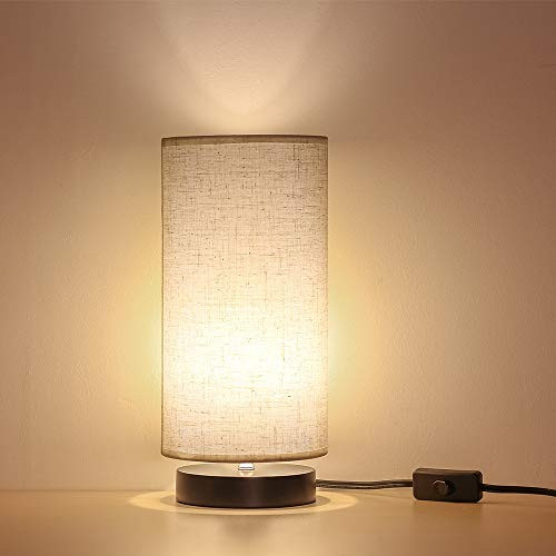 Bedside Table Lamp Minimalist Desk Lamp with Fabric Shade Modern Nightstand Lamp for Bedroom Living Room