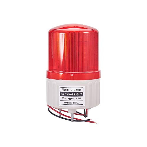 Othmro DC 12V Industrial Signal Light Column LED Alarm Round Tower Light Indicator Continuous Light Warning Red Rotating Light