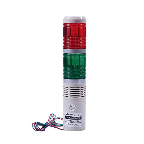 Othmro DC 24V 3W Industrial Red Green Yellow Signal Tower Lamp Warning Stack Light TB50-2T-E-J Decibel: 90db 1pcs