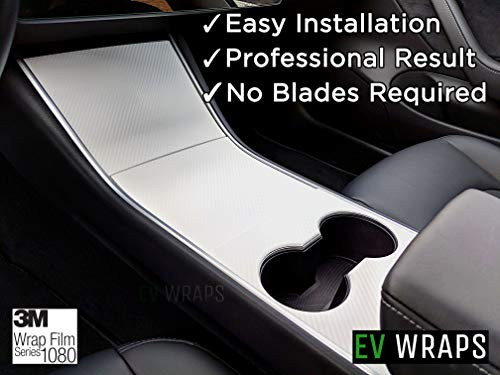 EV Wraps Tesla Model 3 / Model Y Center Console Wrap - White Carbon Fiber