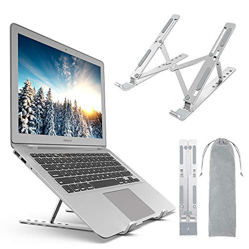 REKOBON Adjustable Laptop Stand, Ergonomic Aluminum Laptop Mount Computer Stand, Portable Laptop Holder Stand Compatible with MacBook Air Pro, Dell XPS, Lenovo More 10-15.6" Laptops - Silver