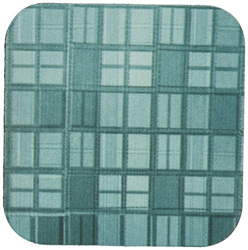 3dRose cst_124656_2 Light and Dark Turquoise Deep Plaid Fabric Look Soft Coasters, Set of 8