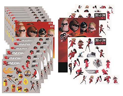 Ultimate Incredibles 2 Temporary Tattoo & Sticker Party Pack Favors - Featuring Mr. Incredible, Elastigirl, Violet, Dash and Jack Jack - (240 Stickers & 50 Tattoos)