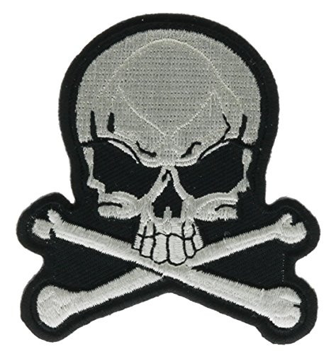 Crossbones & White Skull Pirate Iron on Embroidered Patch IVAN1390