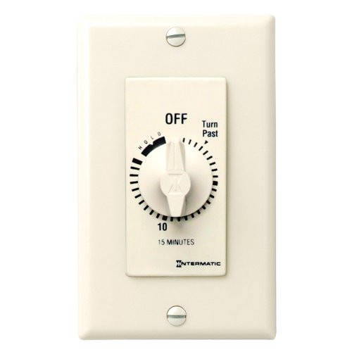 Intermatic FD15MH 15-Minute Spring-Loaded Countdown In-Wall Timer for Lights and Fans with Hold, Ivory