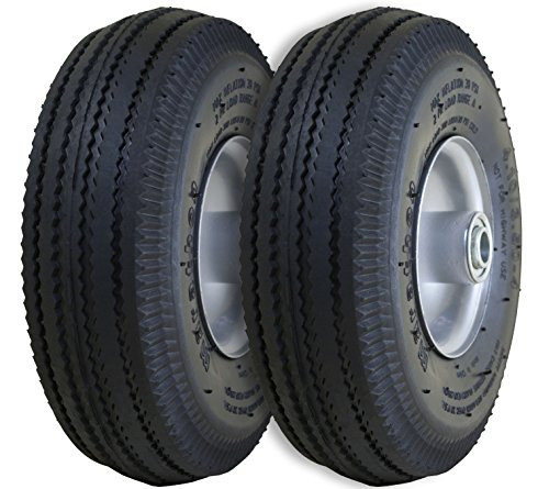 Marathon 2-Pack 4.10/3.50-4" Pneumatic (Air Filled) Hand Truck / All Purpose Utility Tires on Wheels, 2.25" Offset Hub, 5/8" Bearings